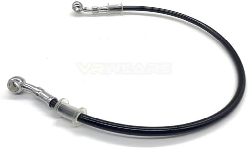 SUSHUANG Tuyaux de Frein Ligne De Tuyau De Frein Hydraulique De Moto Câble Tressé en Argent Noir Tuyau Banjo De 10mm 200-2200MM Durite Frein Moto(200MM)