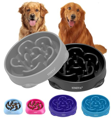 YINEYA 4 Cups Slow Feeder Dog Bowls Large Breed Anti-Choking Healthy Eating