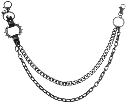 Carteras de cadena punk para hombre, pantalones resistentes, cadenas de mezclilla para hombres, niños, chicos, motociclistas, punk, cinturón, accesorios emo, cadenas de bolsillo geniales, S, Acero