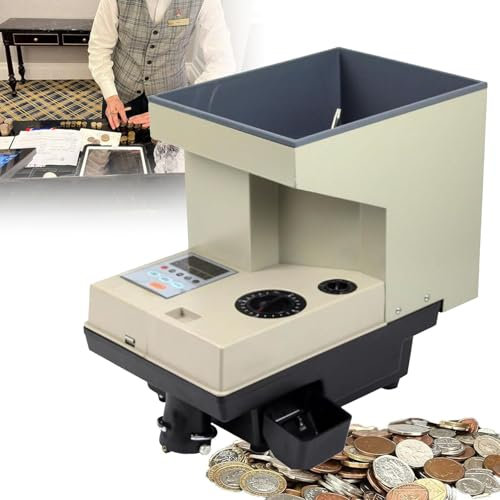 XDLYWUZIQ Münzsortier-Zählmaschine, Elektronischer Münzzähler, Sortierer, Robuste Geldzählmaschine Für Münzzählung Mit Hohem Volumen – Sortierte Zählmaschine Für Alle Runden Münzen Und Wertmarken