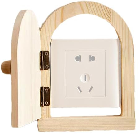 Piastre di copertura per presa elettrica – Copripresa adesiva in legno massiccio | Coperchio per presa di protezione per animali domestici e con decorazione di bottoni, soluzione secca