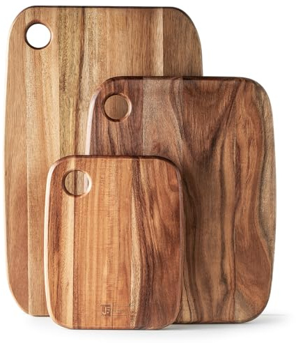 Acacia Wood Cutting Boards Set of 3 for Kitchen, Large Wooden Cutting Board Set, Thick Chopping Board,Butcher Block,Wooden Trays for Meat, Fruit Vegetable and Cheese Gifts