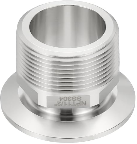 PATIKIL Adattatore Morsetto Tri Tc 2, 1pz Raccordi Morsetto Tri a Npt 1-1/2 Adattatore Filettato Maschio Esagonale Sanitario Acciaio Inossidabile 304 per Attrezzature, Ferrule 64mm
