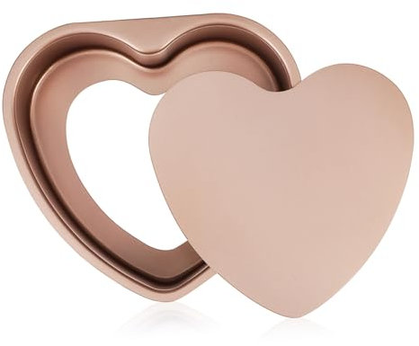 MAGICLULU Heart Shaped Cake Pan 8 Inch Carbon Steel Cake Tin Removable Base Non-Stick Baking Mold Suitable for Birthday