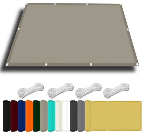 Auvent de terrasse imperméable avec 98 % anti-UV - Corde et kit de fixation - Idéal pour abris auto, piscine, plantes - Vert kaki - 2,6 x 8 m