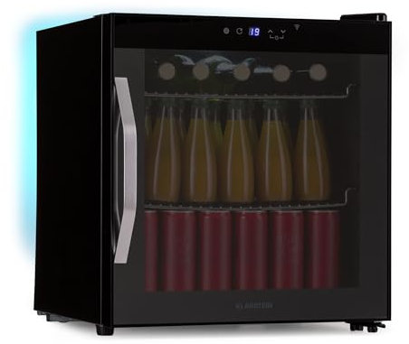 Klarstein Coachella 50 Onyx Nevera Bebidas - 47L Frigorífico para Bebidas con WiFi, Iluminación LED, Puerta de Cristal, Control Táctil, 3-18°C, 2 Estantes Metálicos, Negro