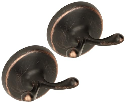 Ntipox Oil Rubbed Bronze Towel Hooks Antique, 2 Pack Coat Robe Hook Heavy Duty Bathroom Double Hook Wall Mounted, Hand Towel Hooks for Kitchen