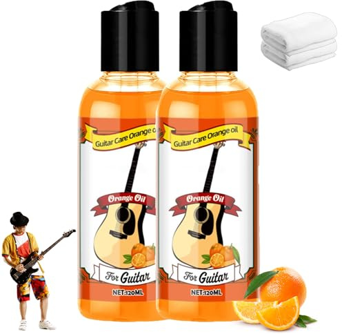 Limpiador para guitarra,2pcs Aceite de Limon Guitarra,Aceite de Cuidado de Violín,Accesorios de limpieza de Violín para Violín,Piano,Guitarra Acústica,Instrumento Musical,Con 1 Tela de Piano,120 ml