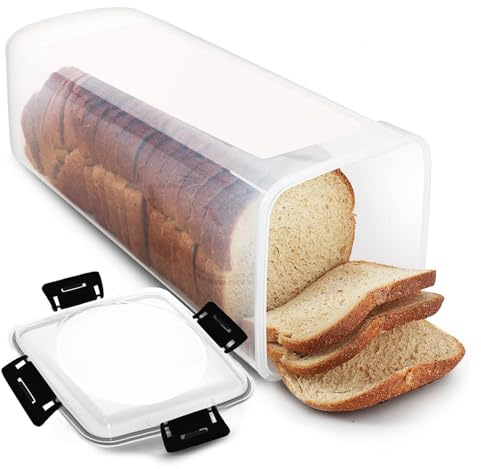 lisutupode Conteneurs De Stockage De Pain Frai 14x34 Cms Boîte De Rangement Pour Pain Et Toast Avec Plateau À L'intérieur Boite A Pain, Boite A Pain De Mie Hermétique Avec Tiroir & Couvercle