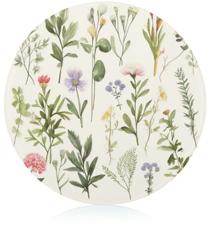 Tabla de cortar de vidrio templado, acuarelas de hierbas, flores, impresa, vidrio transparente de larga duración, resistente a arañazos, calor, inastillable, fácil de limpiar, decoración de cocina