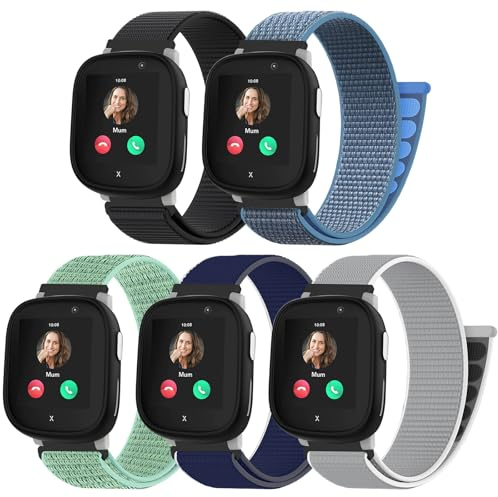 chinbersky 5 Stück Nylon Loop Armband kompatibel mit Xplora X6 Play/Anio 6 Armband, Kids Smartwatch Klettverschluss Mädchen Jungen Verstellbare Geflochtenes Stoff Band für Xplora X6/X6Pro/Anio 6