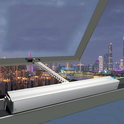 WHOOLEFUN Apri Finestra Elettrico 24V, Apri Finestra Automatico a Catena, con Telecomando + Interruttore, Doppia Catena/Bassa Rumorosità, Corsa 300 Mm, per Lucernari, Serre/ventilatori da Tetto