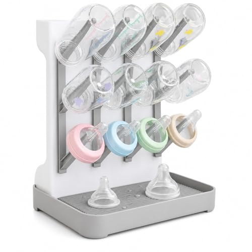Almar Baby Escurre Biberones Plegable - Limpiador y Escurridor Antigoteo | Plegable y portátil - Gran capacidad para biberones y tetinas - Bandeja antigoteo - Montaje sin herramientas