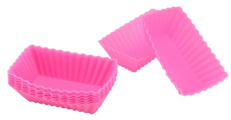 MUELODSIC Stampini in Silicone per Muffin Rettangolari 8 Pezzi Rosa