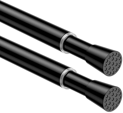 AIZESI Klemmstange für Gardinen 60-90cm Ø 13mm,Schwarz,2 Stücks | Gardinenstange zum Klemmen, Ohne Bohren Einfach Montierbar, für Kleine Fenster, Türrahmen, Küche & Aufbewahrung（Schwarz）