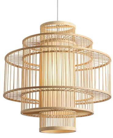 HAIIQU Lámpara Colgante Empotrada De Gran Tamaño Lámpara Colgante De Cesta De Madera Antigua Lámpara Decorativa De Ambiente Exquisito Lámpara Colgante De Techo/mesa Vintage De 50 Cm Para