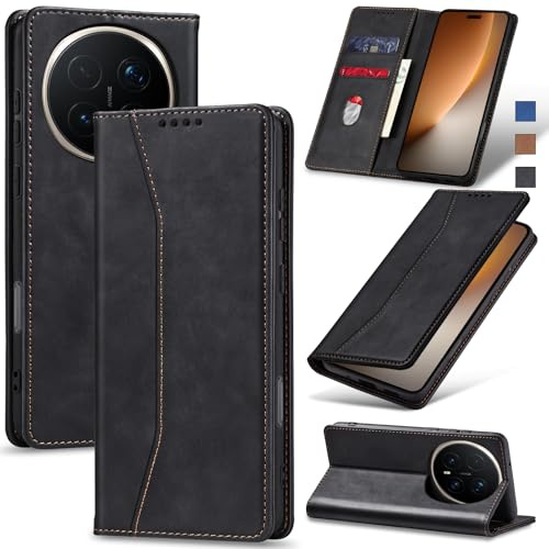 Jasonyu Handyhülle für Honor Magic 8 Pro, PU Leder Flip Klapphülle, Schwarz