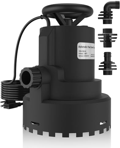 AgiiMan 1HP Automatic Submersible Water Pump, 5000GPH Sump Pump Utility Pump for Pool Draining, Water Removal Pump with 33' Power Cord for Flooded Areas, Swimming Pool, Flooded House Basement,Black