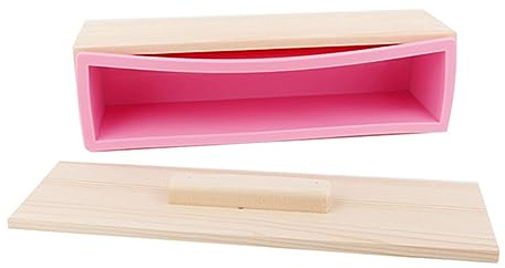 Yctze Silicona Rectangular de 900 Ml con Carcasa de Madera Desmontable, Herramienta para Hornear Pasteles, Hielo y Chocolates - Silicona de Grado Alimenticio, Apta para Lavavajillas, Jabones, Jaleas