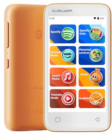 Lecteur MP3 pour Enfants, Contrôle Parental, 16 Go, Compatible Spotify et Audible, Bluetooth et WiFi (Orange Cosmique) FR