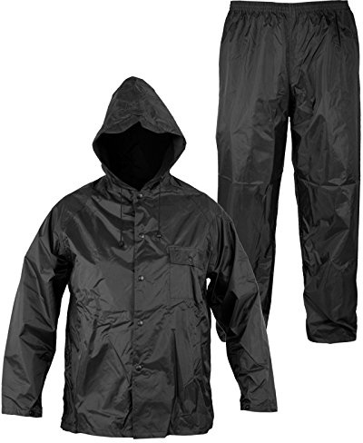 A-Pro Tuta Antipioggia Completo Impermeabile Uomo Donna Cappuccio Nero XL