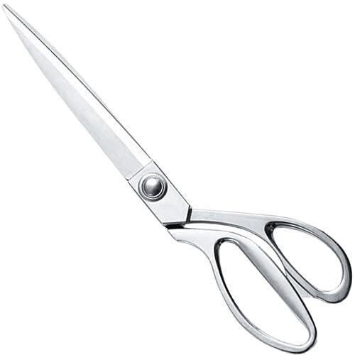 10.5'' Silver Stainless Steel Sharp Tailor Clothing Scissors Barbecue Cut Adjustable Kitchen Scissors Fabric Heavy Duty for Tailoring, Craft, Household and Kitchen