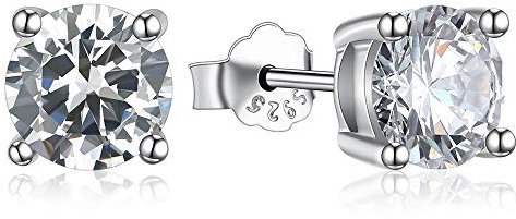 Ohrringe 925 Sterling Silber mit Zirkonia Diamant Form Allergiefrei für Damen Herren (8 mm)