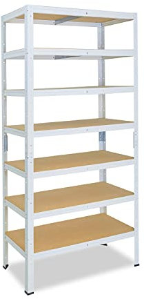 shelfplaza® 230x120x60cm HOME Schwerlastregal weiß/Metallregal mit 7 Böden/Kellerregal Metall, Garagenregal, Werkstattregal oder Regal Lagerregal/Steckregal Metall mit 125kg Tragkraft