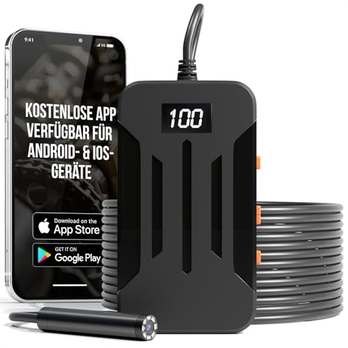 Strex Endoskopkamera 5M - Android/IOS - IP68 Wasserdicht - 1080P HD - LED-Beleuchtung - Endoskop - Inspektionskamera - Boroskop - Inspektion mit Telefon