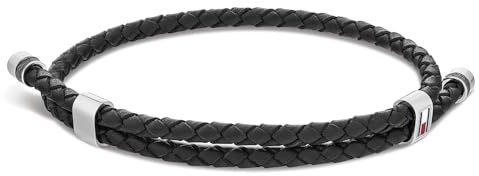 Tommy Hilfiger Jewelry Armband für Herren mit Schwarzem Geflochtenem Leder in Doppelschlaufe - 2790224