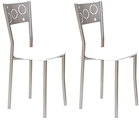 ASTIMESA Dos Sillas de Cocina Patas Redondas y Asiento Blanco