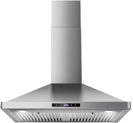 Wall Mount Kitchen Hood 30 inch, Ducted/Ductless Range Hood with Delayed Shutdown Function, 700CFM, 3 Speed Fan, Energy-saving LED Lights, Soft Touch Control, Stainless Steel Grease Filters