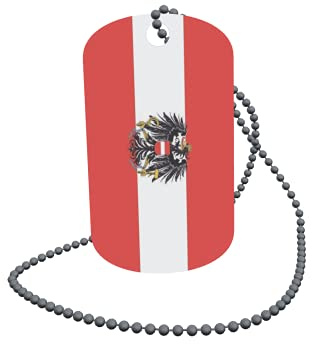 U24 Dog Tag Erkennungsmarke ID Tag an Kette Flagge Österreich mit Adler Alu 30 x 50 mm