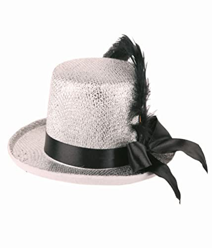 Karneval-Klamotten Mini-Zylinder Damen Silber Mini-Hut Zylinder-Hut Damen-Hut Silvester Karneval