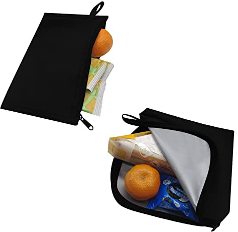 Snack Bags Wiederverwendbare Gefrierbeutel Frühstücksbeutel Lebensmittel Zipper Beutel auslaufsicher Brotbeutel nachhaltig Gemüsebeutel Lunchtasche Lunchbag für Obst Gemüse Sandwich Schwarz