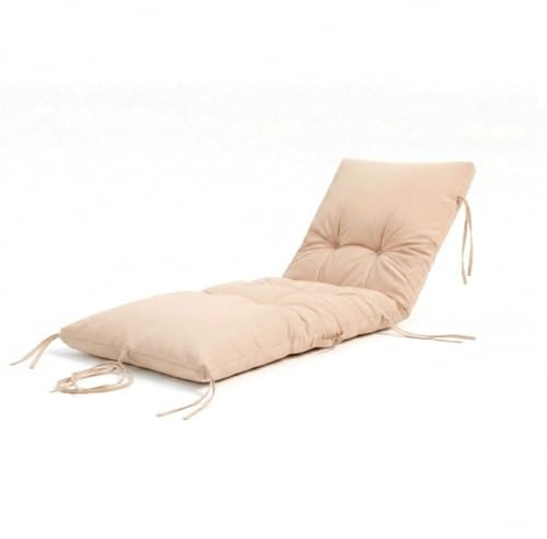 deco arts Coussin Bain de Soleil - Coussins Rectangulaires pour Chaise Longue - Coussin Capitonné avec Traitement Déperlant et Poignées de Transport - Certifié Oeko-TEX - 185x55 cm, Beige