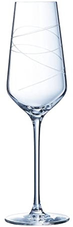 Cristal d'Arques Paris – Kollektion Abstraktion – 6 Flöte 21 cl aus Kristall – Glanz und Stärke – Dekoration Ringe – verstärkte Verpackung für den Online-Verkauf