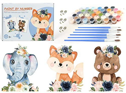 Nvseaty Malen nach Zahlen ab 5 6 7 8 9 Jahre Mädchen, Malen nach Zahlen Tiere Wandbild Selbst Malen Bilder Kinderzimmer Deko Kinder Geschenk Mädchen 6-9 Jahre Kreativ 5-8