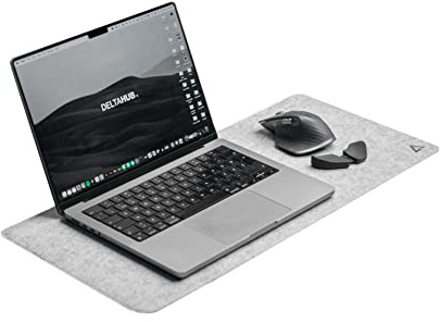 DELTAHUB - Filz Schreibtisch Schutzunterlage, Anti-Fransen & Anti-Rutsch, Schreibtischunterlage aus Filz, Langlebig, Schlankes Design, ideal für PC, Mac, Laptop (Hellgrau - (28x63cm), S)