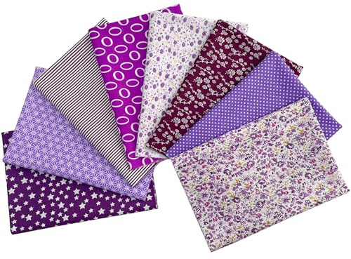 Jukway 8 piezas de tela de algodón por metros, 50 x 50 cm, paquete de tela de algodón, para manualidades, patchwork, paños de algodón con múltiples patrones, telas para coser, acolchar, decoración,