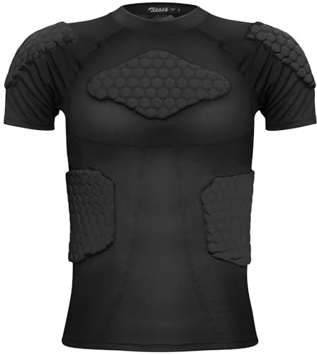 Zicac Men's Sports Shock Rash Guard Compression Padded Shirt Soccer Basketball Protective Gear Chest Rib Guards
