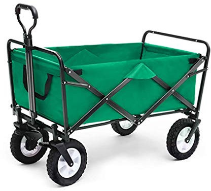 MOLVUS Folding Garden Trolley Cart Heavy Duty Wagon Multi-function Shopping Cart for Outdoor Camping fishing Pull Truck With 4 wheels, Load：80kg (Green)