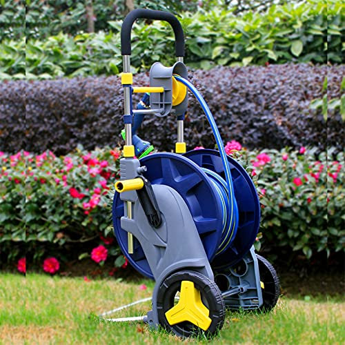 MegLob Professioneller Gartenschlauchrollenwagen, Mobiler Schlauchspeicherwagen Mit Rädern, Schlauchrollen, Stabiler Schlauchführer/Höhenverstellbar, Stand Für Gartenbewässerungssysteme,20m 3/4 Hose