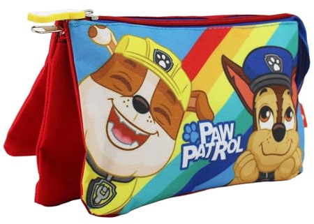 Paw Patrol Estuche para Niños, Diseño Estuche Triple con Chase y Rubble, Set Escolar, Portatodo Infantil, Material Escolar para Niños