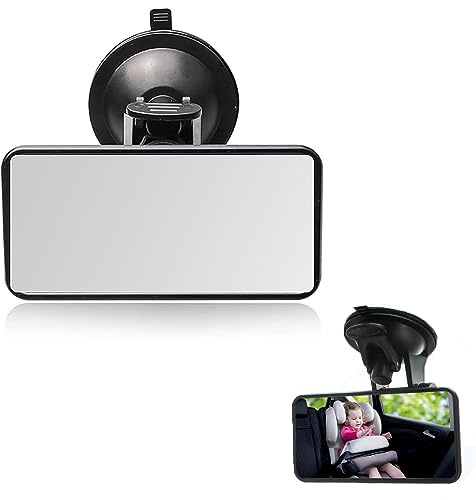 SUJAHHUJIQ Rear View Mirror，Anti-Glare HD White Mirror Universal Car Interior Rearview Mirror with Adjustable Suction Cup, Car Mirror for RV Marine Auto Boat Truck SUV Van