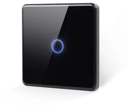 Luxus-Time Funk Lichtschalter Wandsender Empfänger für Lampen ohne Schalter zum Nachrüsten Kabellos Batterie Schalter Fernschalter Touch GWEN (1-facher Lichtschalter Schwarz GWEN)