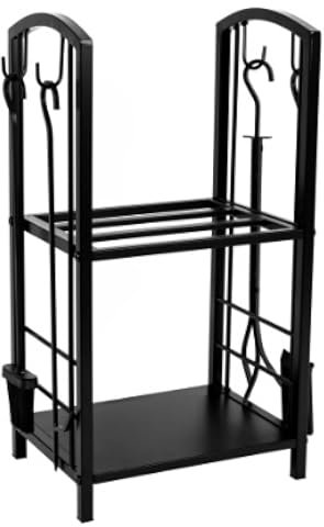Kaminholzregal mit Kaminbesteck 4tlg 2666