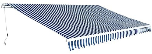 AUVYI Auvent à bras articulés - 5 m - Bleu/blanc - Pour balcon - Protection solaire - Pour rebord de fenêtre, jardin, extérieur - Réglable