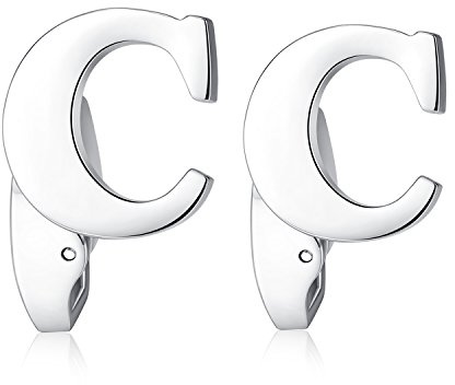HONEY BEAR Briefe Initialen Buchstaben Manschettenknöpfe Herren Edelstahl Cufflinks Silber (C)