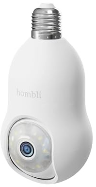 Hombli 2K QHD Outdoor Security Camera | E27 Bulb Socket | Pan & Tilt Angle | WiFi | Infrared, Colour Night Vision | Motion Activated Floodlight & Alarm | Compatible with Alexa & Google